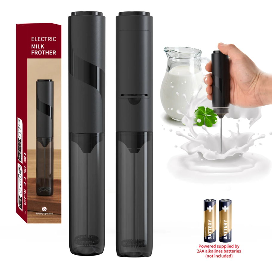 Electric Milk Frother Handheld - Mousseur à lait électrique en acier