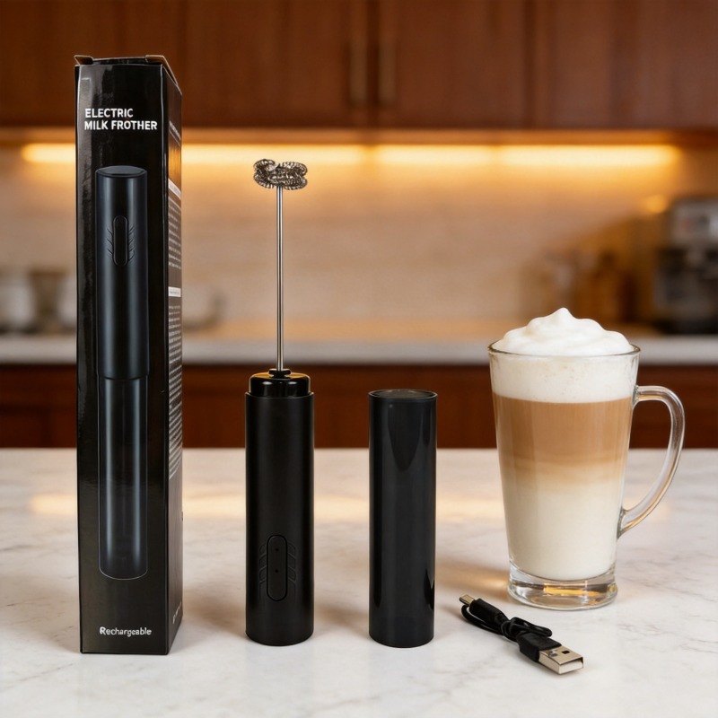 Electric Milk Frother Handheld - Mousseur à lait électrique portable, batteur